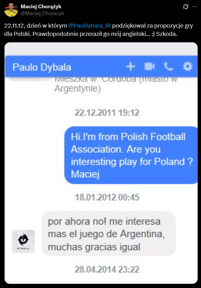 W taki sposób Paulo Dybala swego czasu ODMÓWIŁ gry dla reprezentacji Polski :D